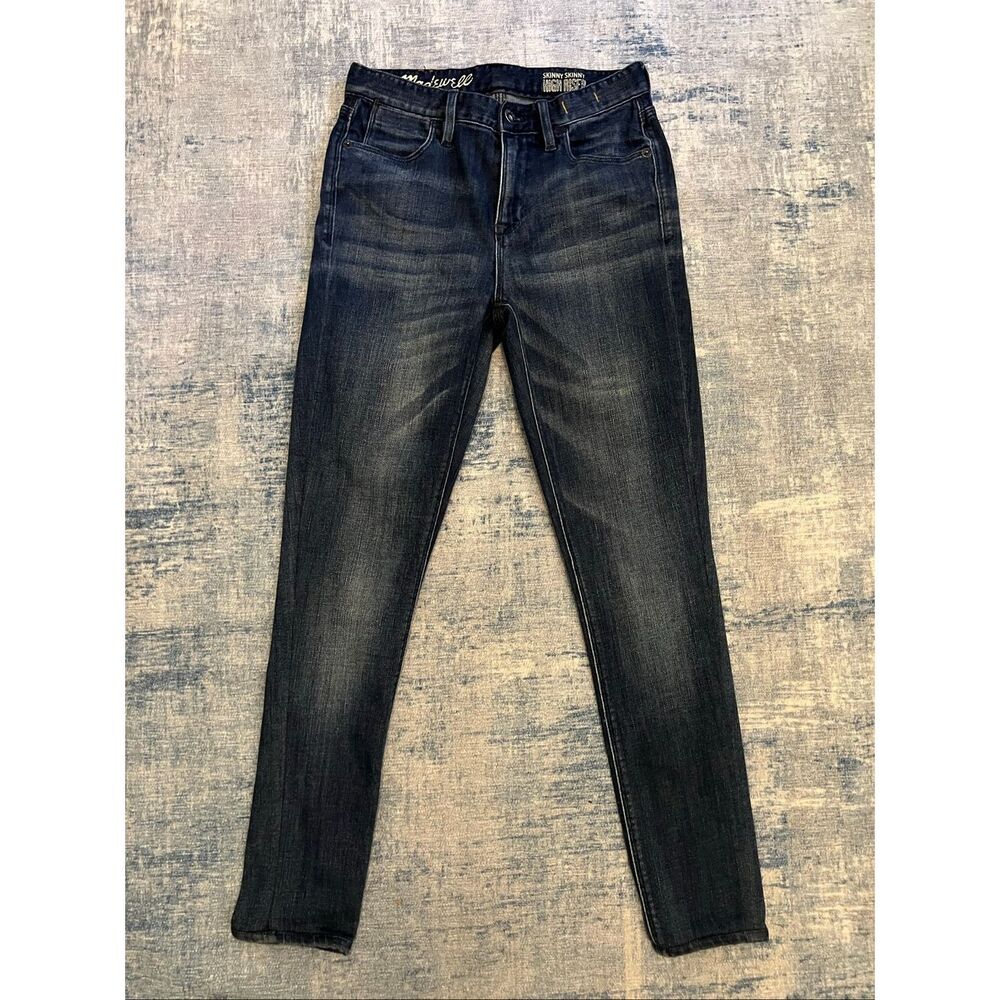 Madewell Skinny Skinny High Riser Dark Blue Faded Ankle Jeans 24 x 27